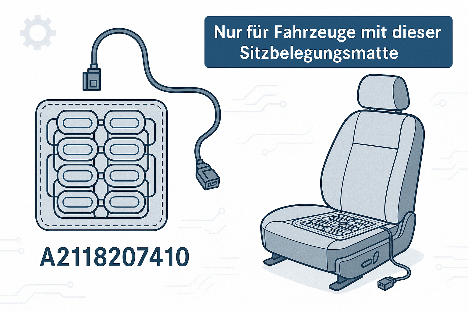 Bitte im Bild den Hinweis ``Nur für Fahrzeuge mit dieser Sitzbelegungsmatte``